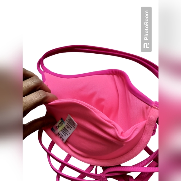 Sundazed hot pink bikini top strappy push up double padded protection size 36B/C - Picture 8 of 10